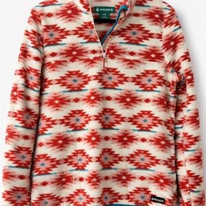 🌲Red and Cream Women's Zip-Up Sweater